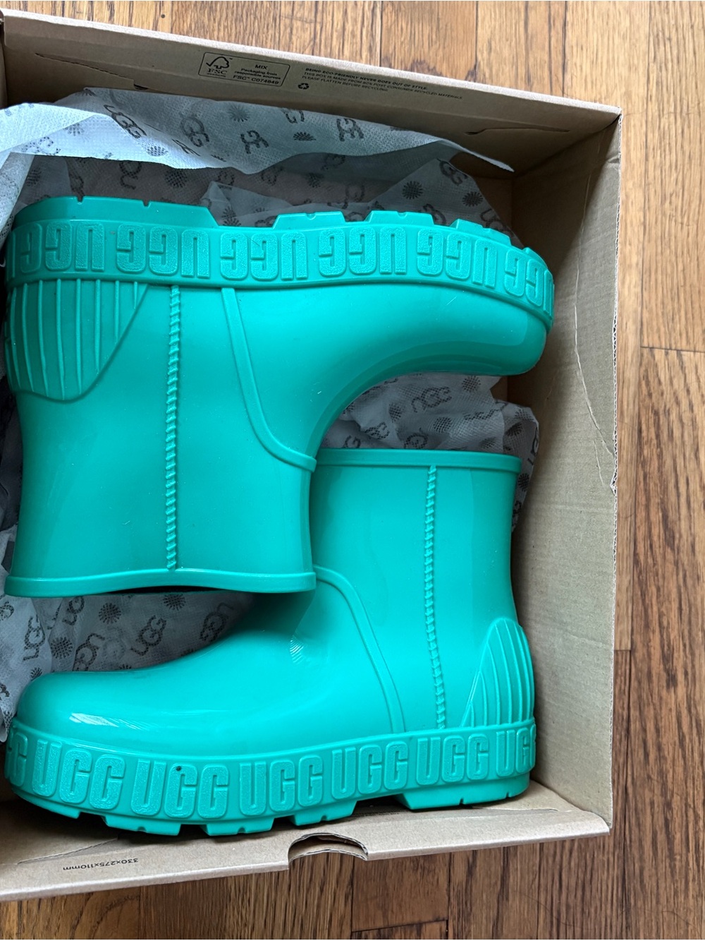 UGG Kids Teal-Green Rubber Rain Boots
